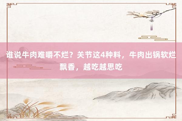 谁说牛肉难嚼不烂？关节这4种料，牛肉出锅软烂飘香，越吃越思吃